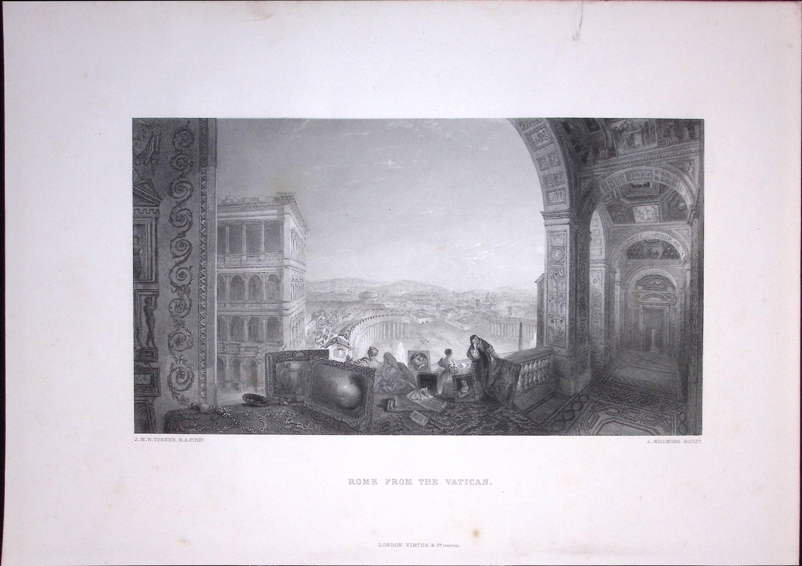 J.M.W Turner Rome View From The Vatican Antique Steel Engraving-39-TR: Title: J.M.W Turner Rome View From The Vatican Antique Steel Engraving-39-TR Description: This Antique Steel-Engraving Was Removed from an Edition Of. The Turner Gallery a Series of 120