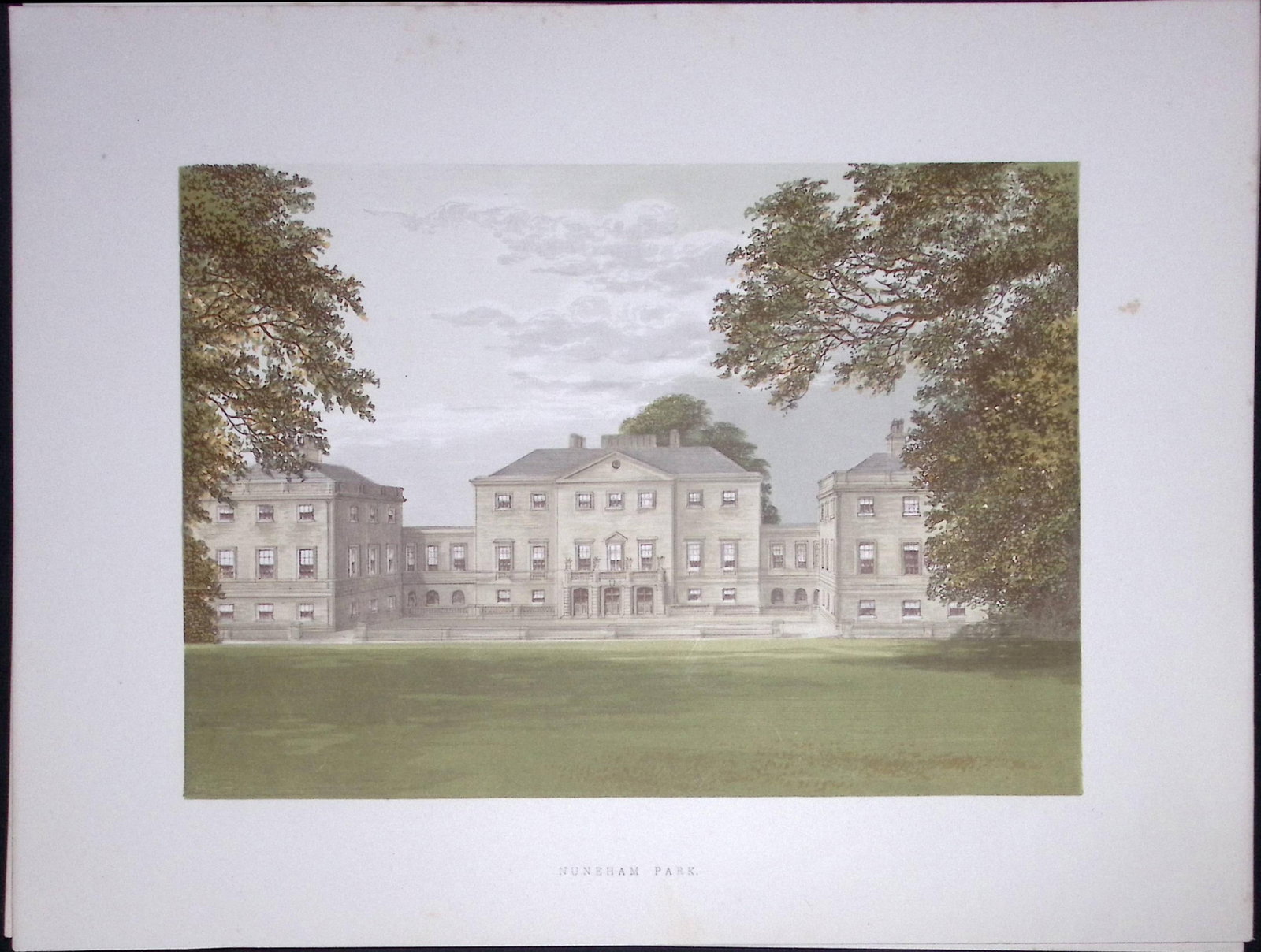 Nuneham Courtenay Park Oxford 160 Years-Old Gilt-Edge Antique Book Plate-30: Title: Nuneham Courtenay Park Oxford 160 Years-Old Gilt-Edge Antique Book Plate-30 Description: This Stunning Gilt-Edged Colour Plate illustrated by Alexander Francis Lydon and Coloured By. Benjamin