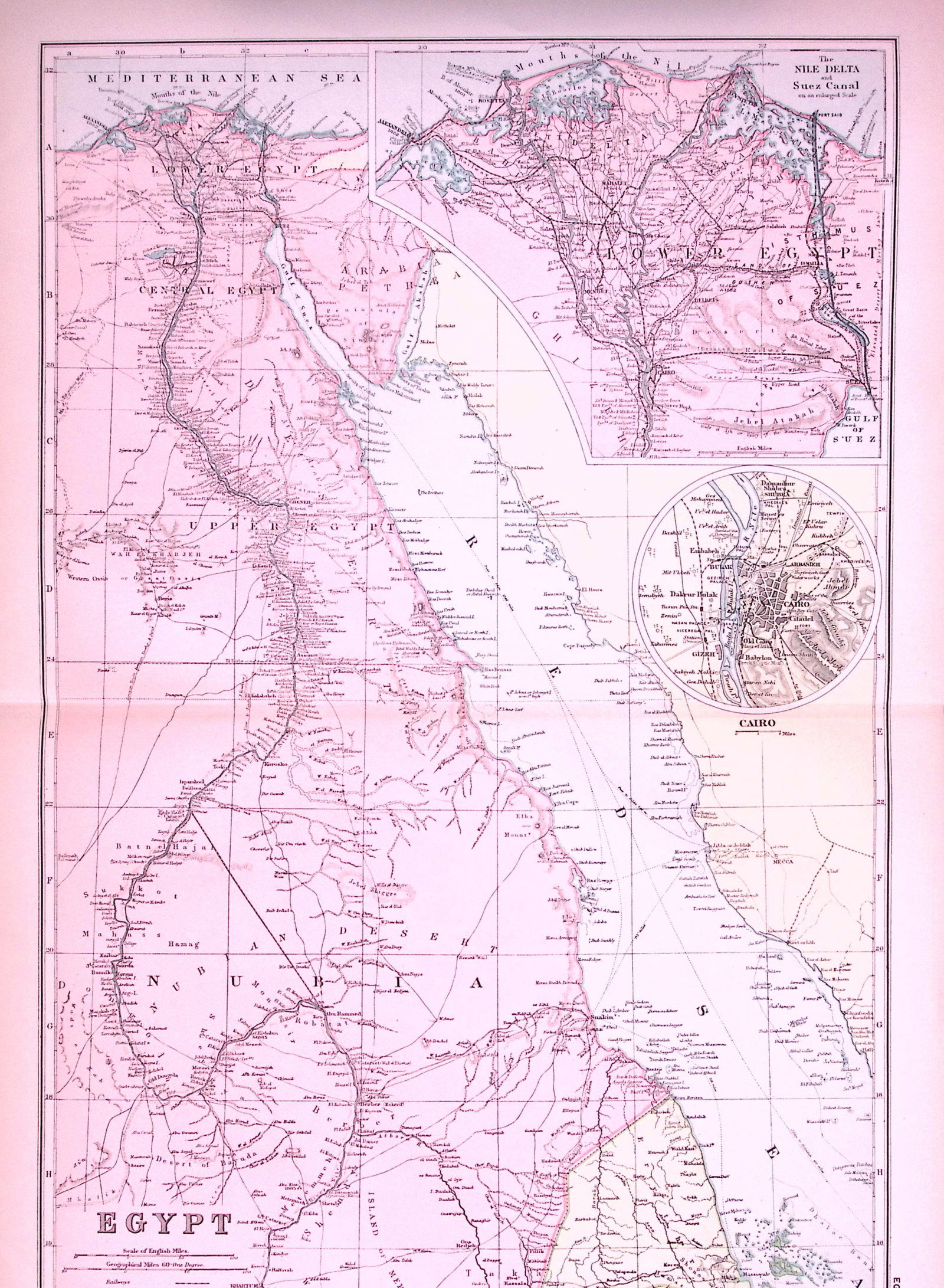 Egypt 120-Year-Old Large Antique Map by G.W. Bacon-38: Title: Egypt 120-Year-Old Large Antique Map by G.W. Bacon-38 Description: This Antique Map Has Been Removed from an Edition of. Bacons Popular Atlas of The World. Published In 1906 Du