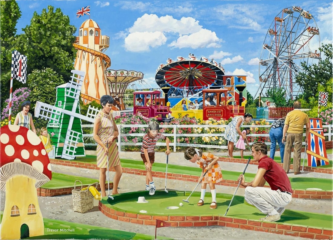 Family Fun Day Crazy Golf 1960's Nostalgic Summer Holiday Scene Metal Wall Art: Title: Family Fun Day Crazy Golf 1960's Nostalgic Summer Holiday Scene Metal Wall Art Description: ★ Approx Size 16” x 12” (Inches) 400 x 300 (mm). ★ Our Metal Art Design