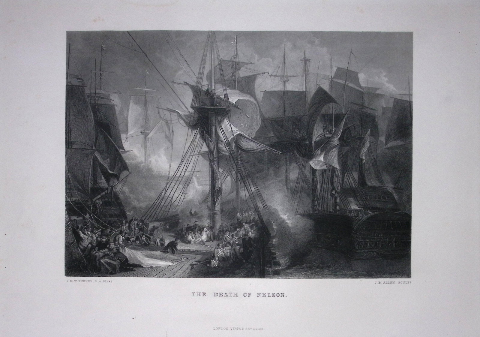 J.M.W Turner The Death of Nelson Large Antique Steel Engraving-71-TR: Title: J.M.W Turner The Death of Nelson Large Antique Steel Engraving-71-TR Description: J.M.W Turner The Death of Nelson Antique Steel Engraving-71-TR This Antique Steel-Engraving Was Removed