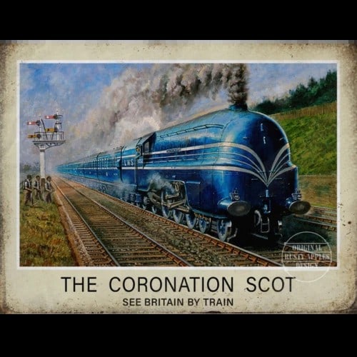 Coronation Scot Steam Train Travel Poster ""See Britain By Train"" Metal Wall Art (1 of 1)