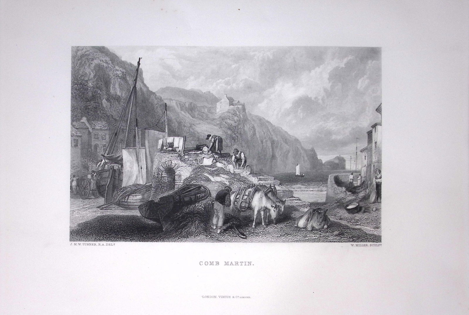 J.M.W Turner Comb Martin Devon Large Antique Steel Engraving-45-TR: Title: J.M.W Turner Comb Martin Devon Large Antique Steel Engraving-45-TR Description: This Antique Steel-Engraving Was Removed from an Edition Of. The Turner Gallery a Series of 120