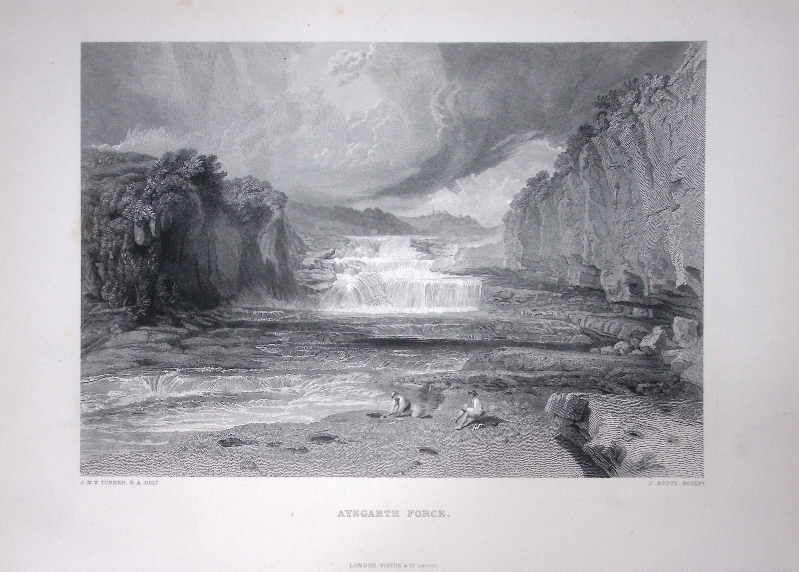 J.M.W Turner Aysgarth Force Yorkshire Dales Antique Steel Engraving-105-TR: Title: J.M.W Turner Aysgarth Force Yorkshire Dales Antique Steel Engraving-105-TR Description: This Antique Steel-Engraving Was Removed from an Edition Of. The Turner Gallery a Series of