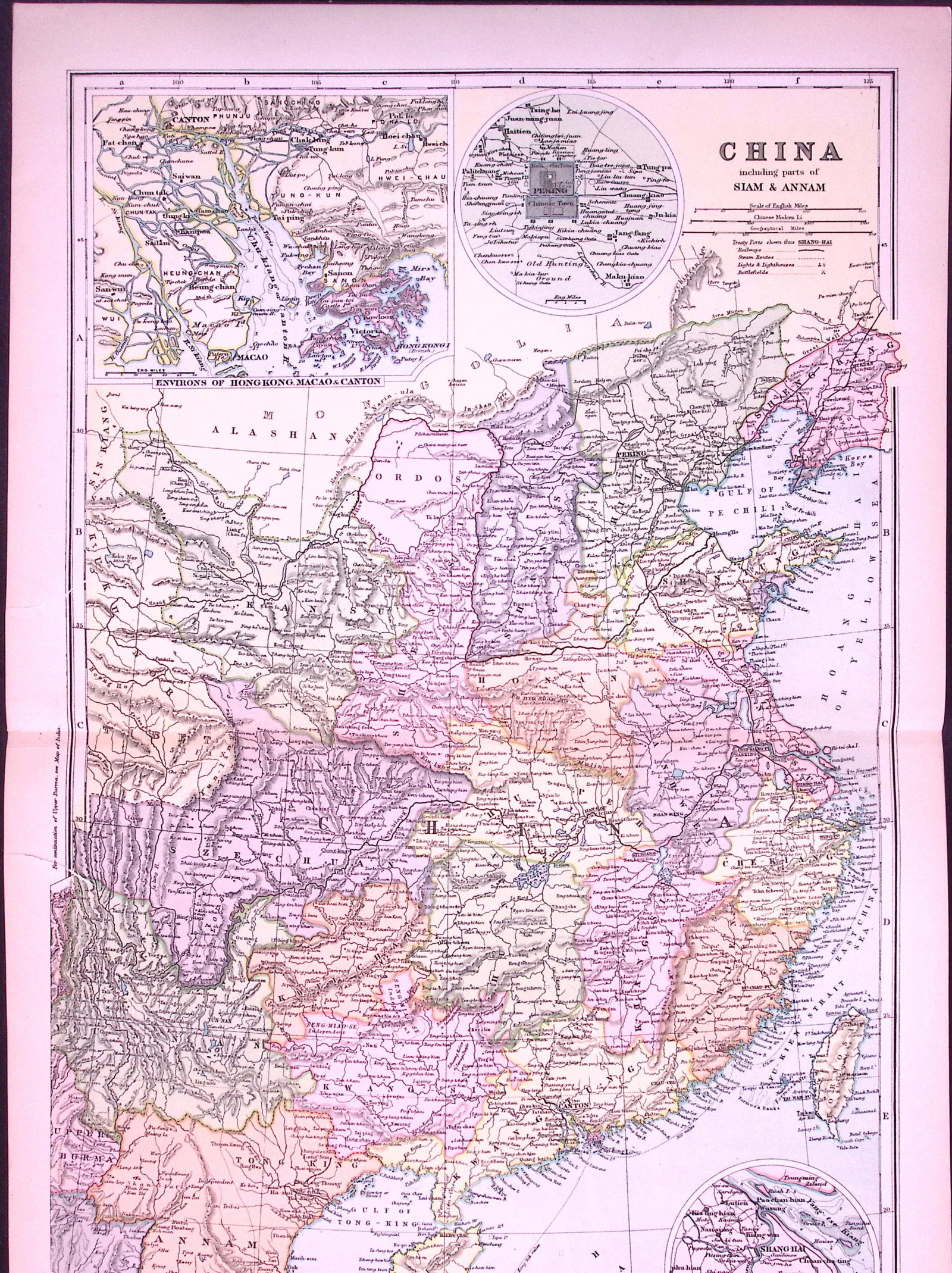 China & Shanghai 120-Year-Old Large Antique Map by G.W. Bacon-35 (1 of 2)