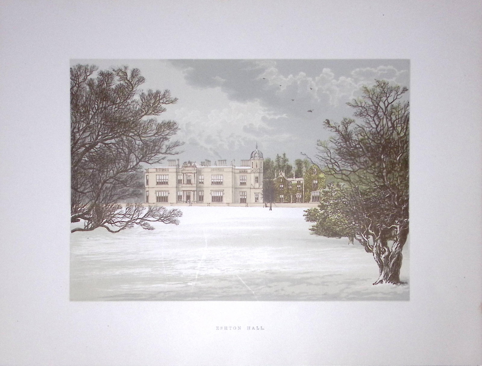 Eshton Hall North Yorkshire 160 Years-Old Gilt-Edge Coloured Antique Book Plate-22: Title: Eshton Hall North Yorkshire 160 Years-Old Gilt-Edge Coloured Antique Book Plate-22 Description: This Stunning Gilt-Edged Colour Plate illustrated by Alexander Francis Lydon and Coloured By.