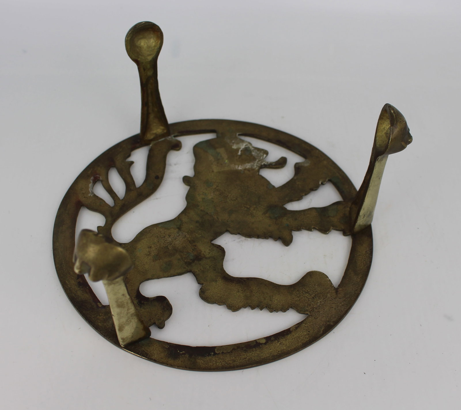Vintage Brass Lion Form Trivet Stand - 4