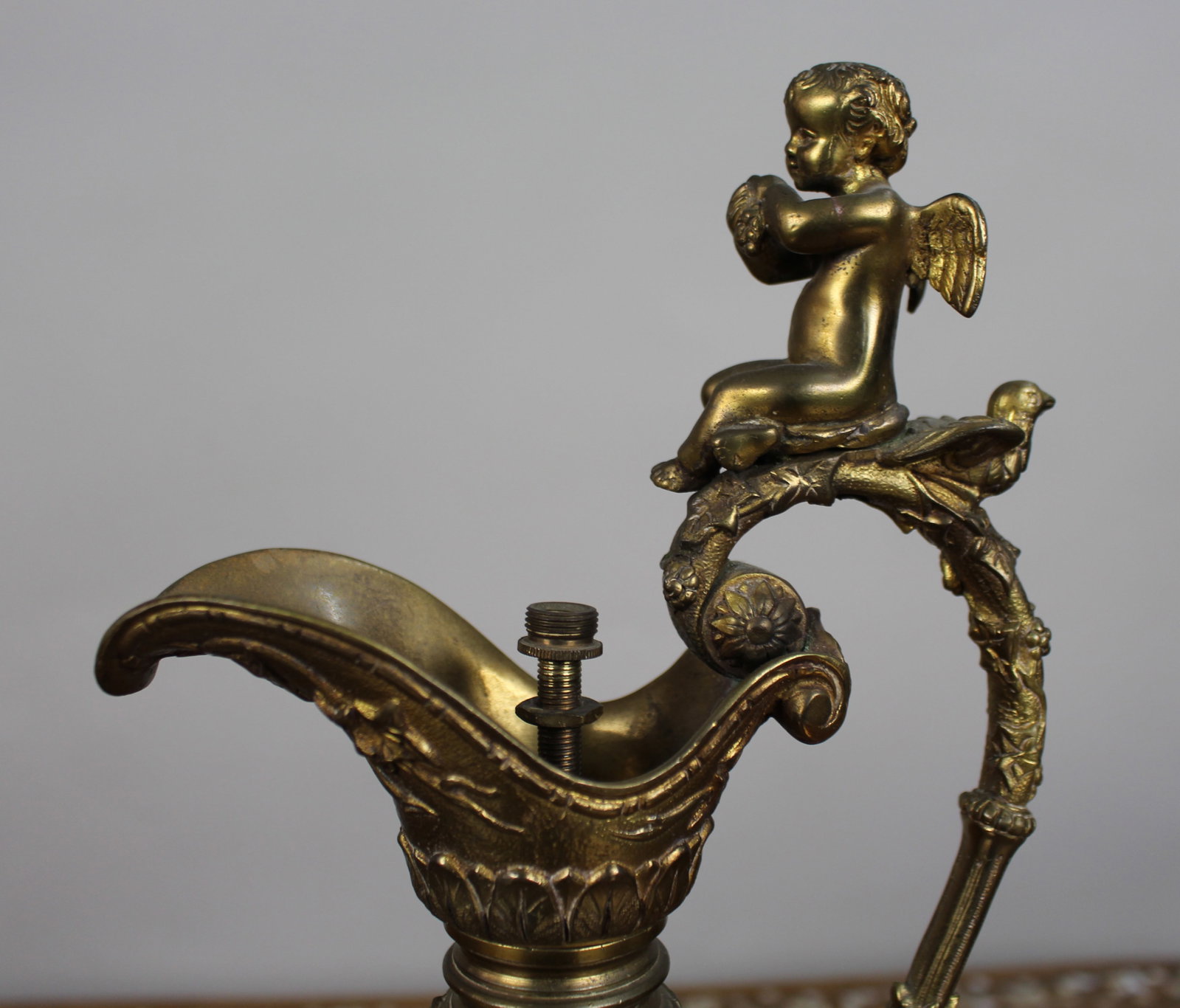 Pair of 19th Century French Gilt Bronze Bacchanalian Ewers with Cherubs - 10