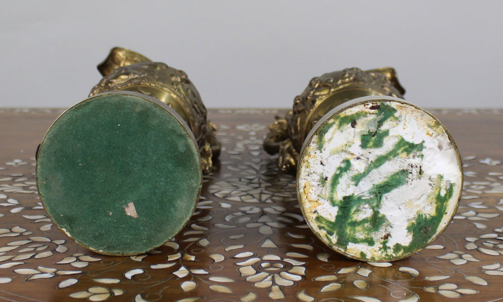 Pair of 19th Century French Gilt Bronze Bacchanalian Ewers with Cherubs - 16