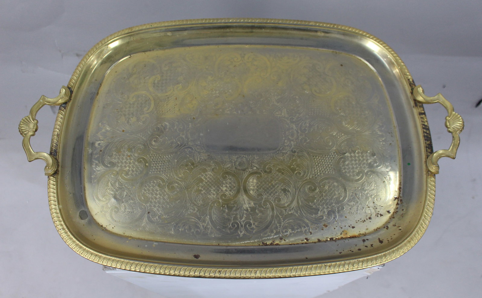 Large Vintage Gold Plated Tray - 2