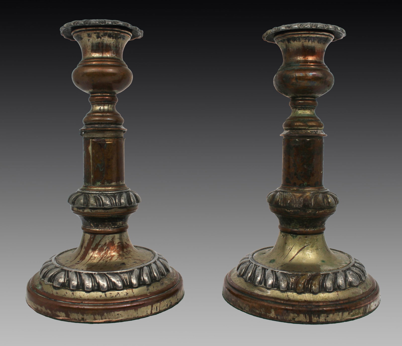 Pair of Antique Sheffield Plate Telescopic Candlesticks (1 of 4)