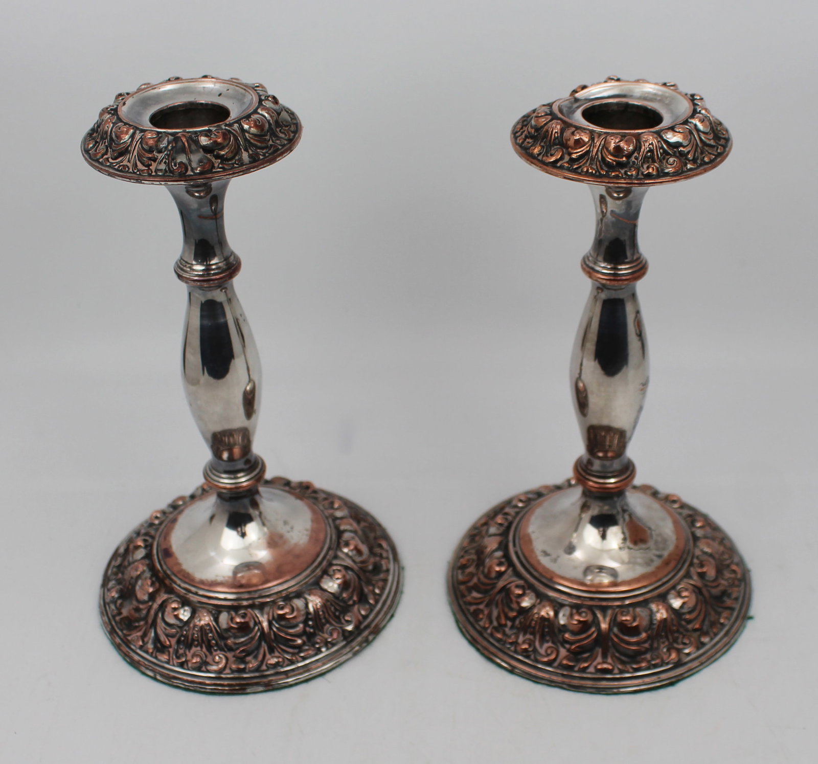 Pair of Antique Sheffield Plate Candlesticks - 2