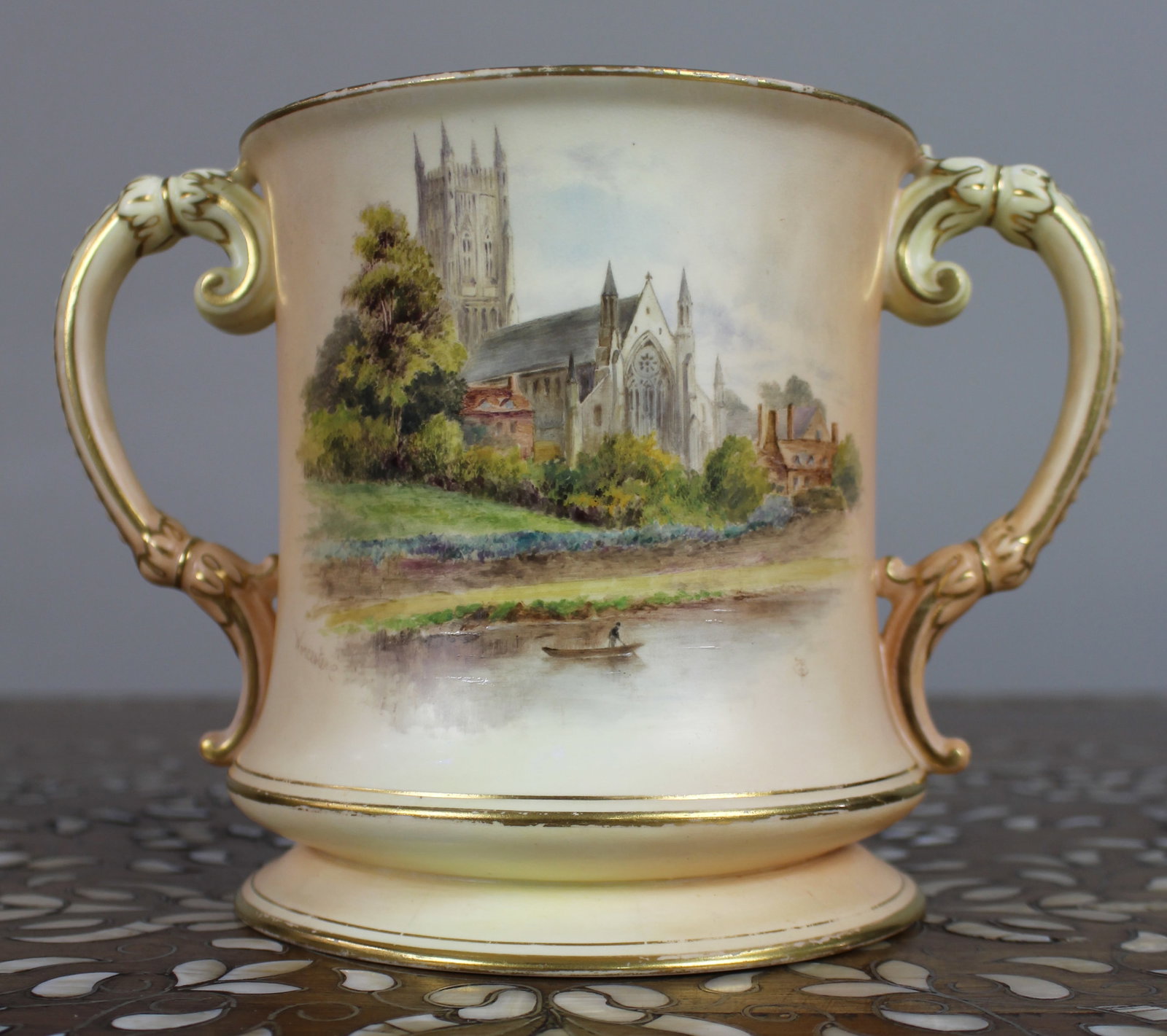 Large Royal Worcester Loving Cup Worcester Cathedral c.1902 - 19