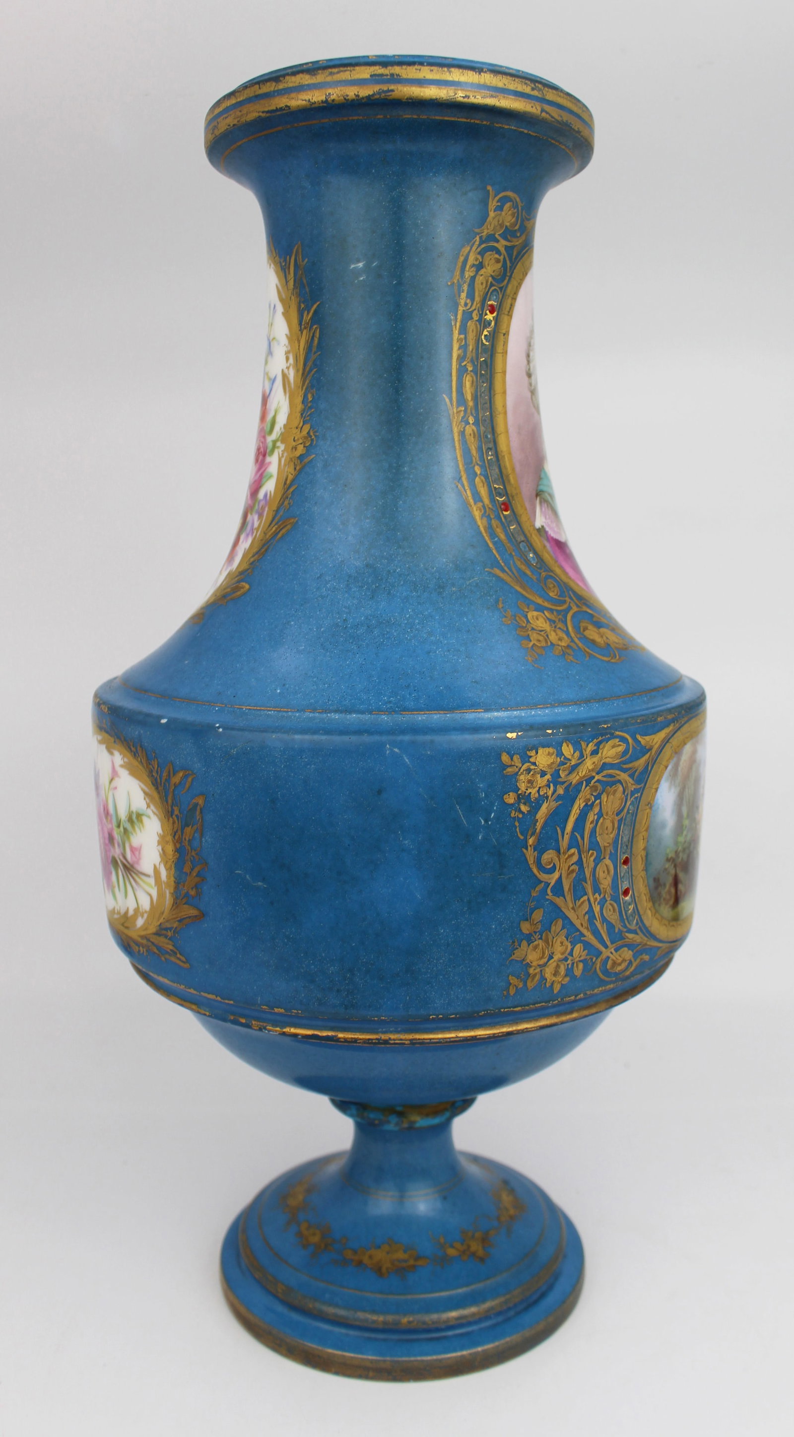 Large Late 19th Century Sèvres-Style Bleu Céleste Porcelain Vase - 13