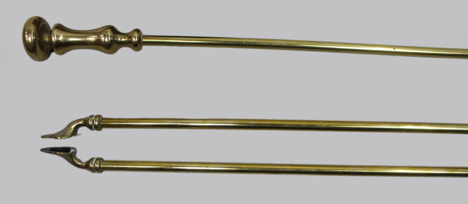 Antique Brass Fireplace Tool Set, English c.1900 - 5