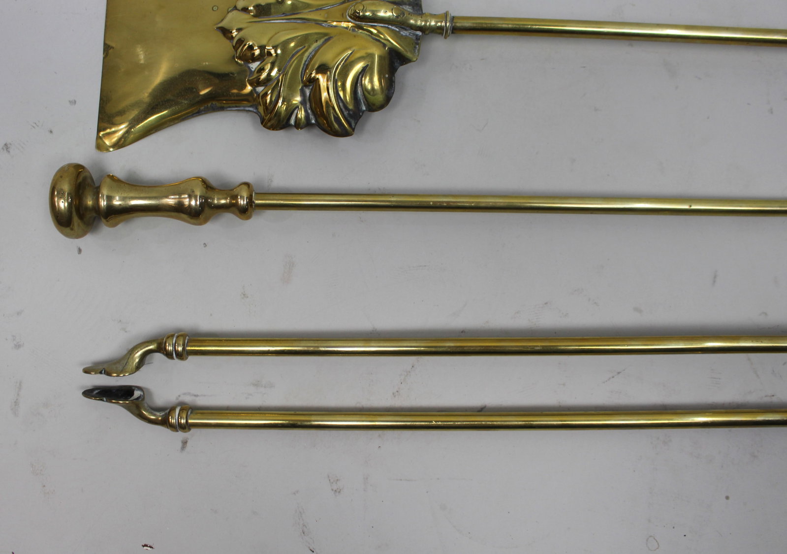 Antique Brass Fireplace Tool Set, English c.1900 - 7