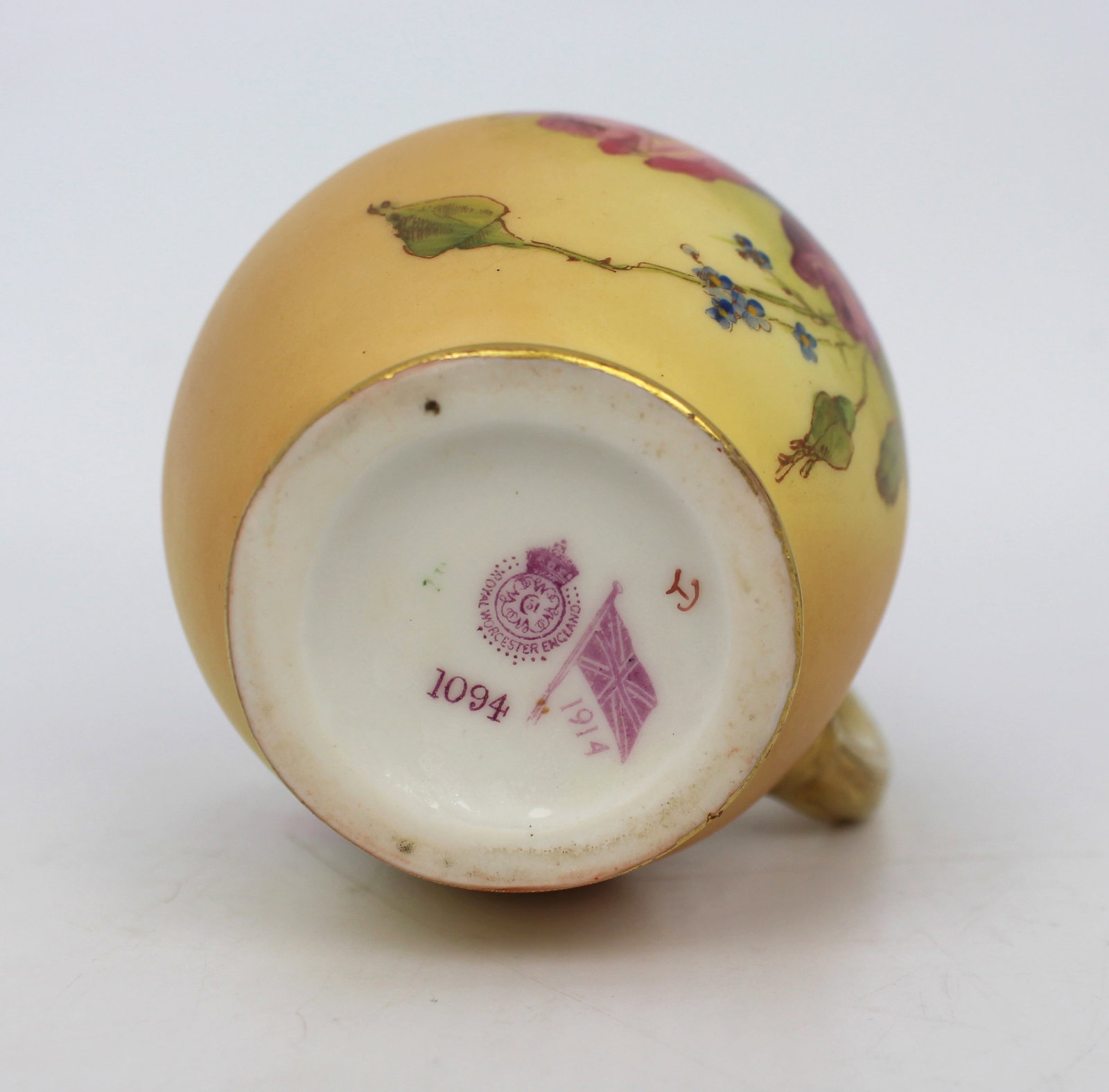Royal Worcester Blush Ivory Floral Ewer, Shape 1094, 1914 - 11