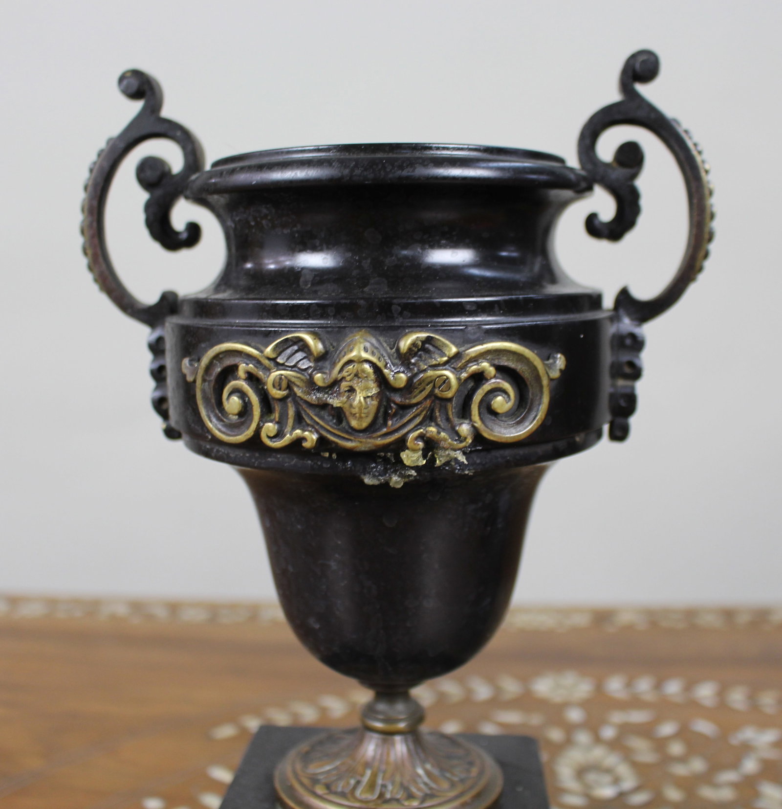 Pair of French Bronze and Marble Urns - 3