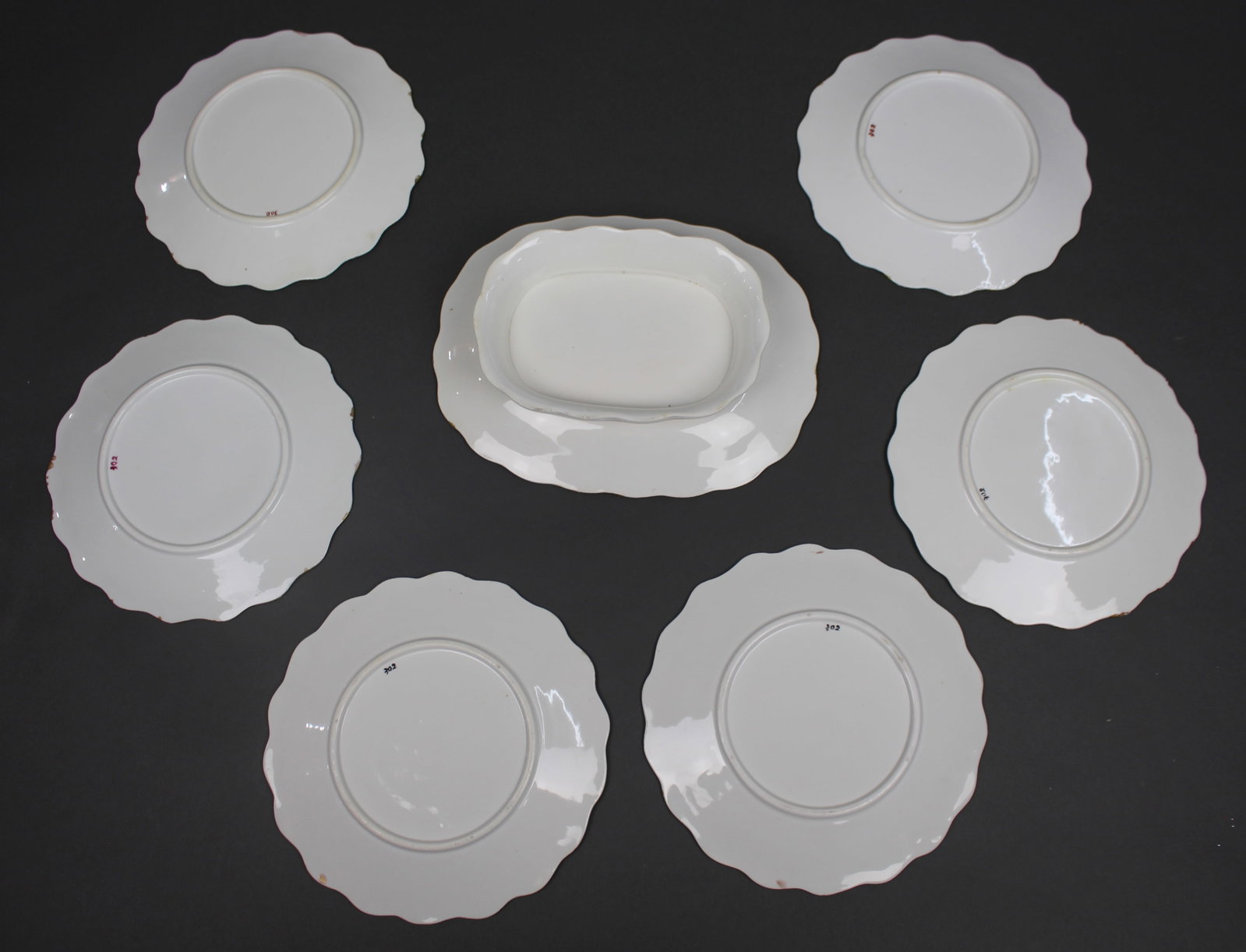 7 Piece Hand Decorated Floral Dessert Set - 5