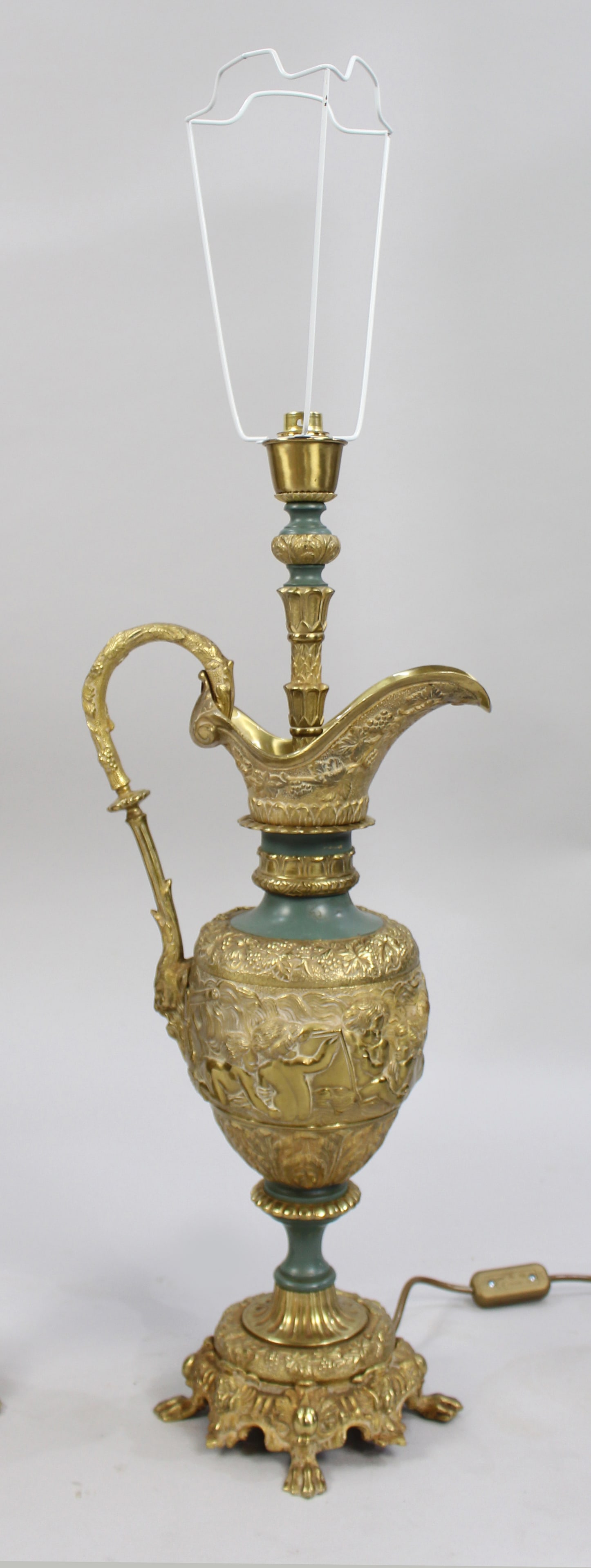 Fine Pair of Late 19th Century Gilt Metal Ewer Form Table Lamps, c.1890 - 8