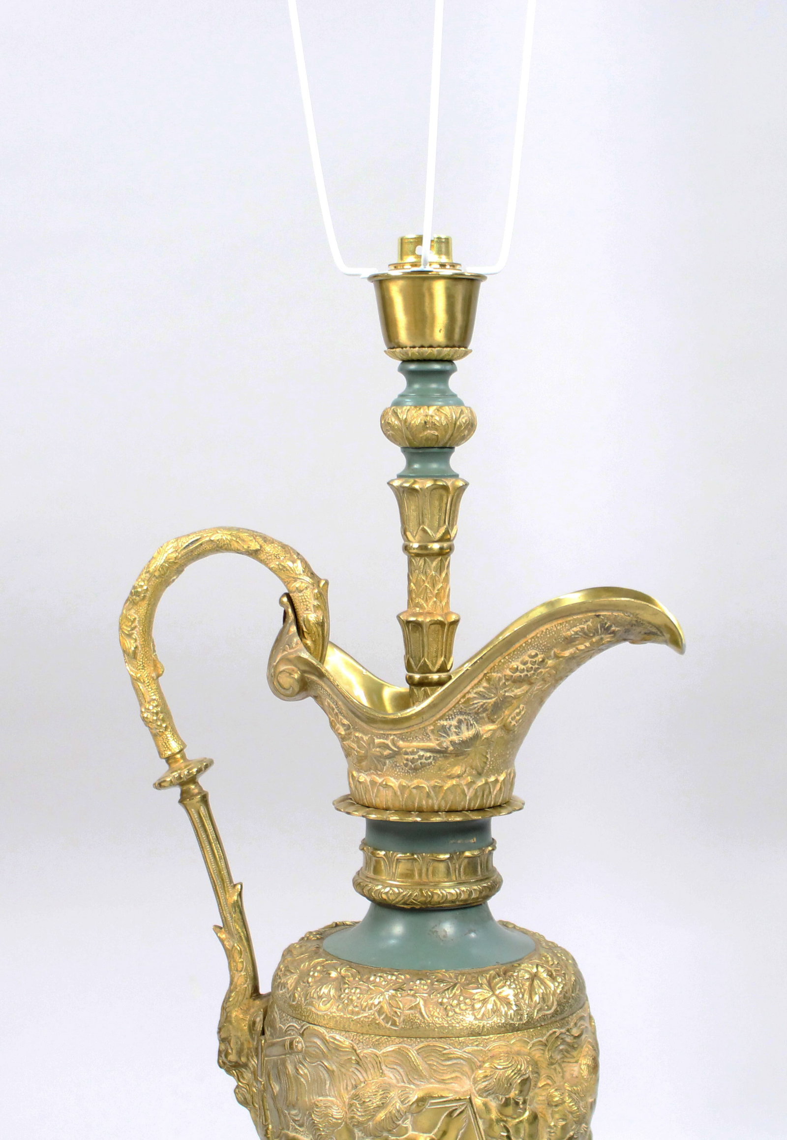 Fine Pair of Late 19th Century Gilt Metal Ewer Form Table Lamps, c.1890 - 9
