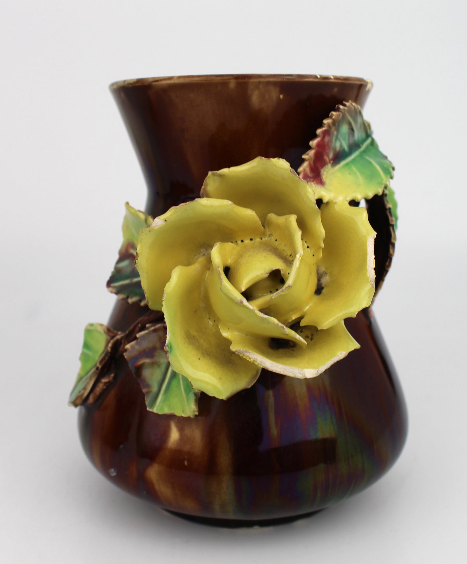 Set of 3 Decorative Victorian Floral Pottery Vases - 10