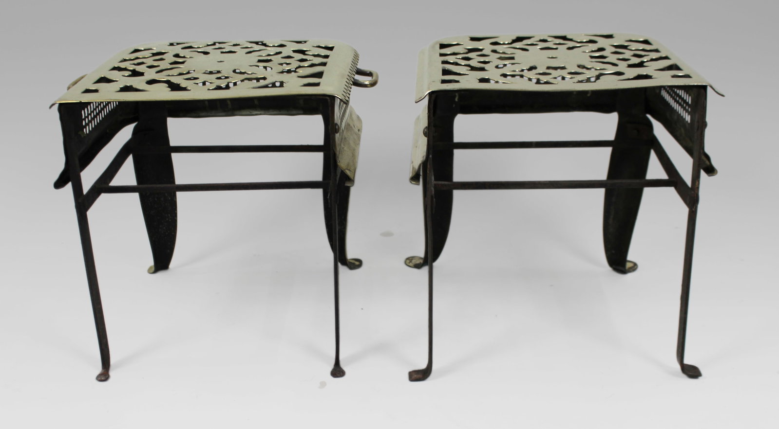 Pair of George III Pierced Brass Footman Trivets, England circa 1800 - 6