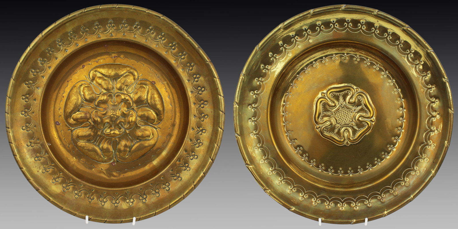 Collection of 8 Antique Brass Wall Chargers & Plates - 4