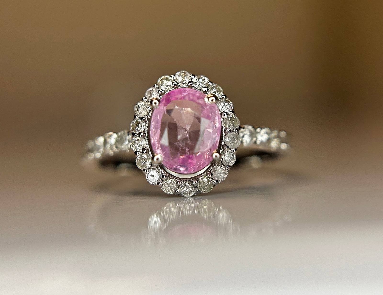 Beautiful Natural Ceylon 1.15ct Pink Sapphire With Diamonds & 18k Gold - 8