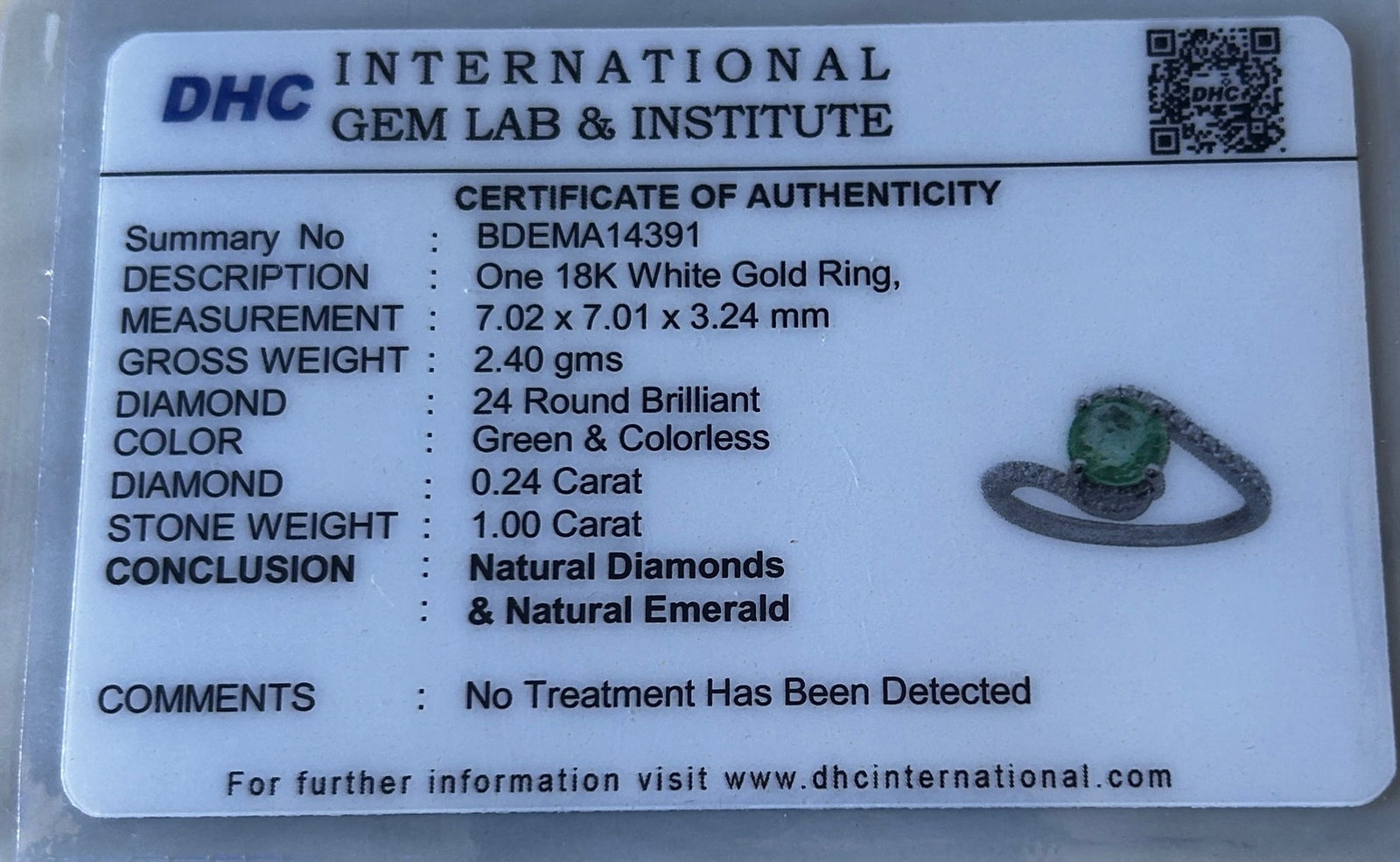 Beautiful 1.00ct Natural Emerald With Natural Diamonds & 18k Gold - 9