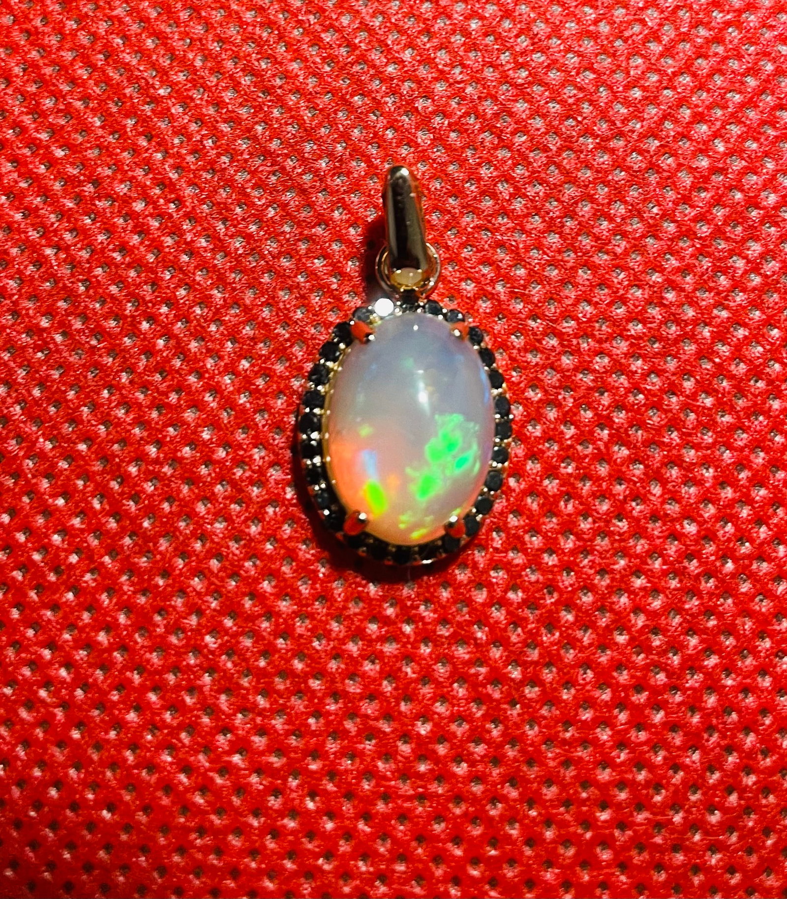 Beautiful Natural 3.60 Opal Pendant Black Diamonds & 18k Rose Gold - 4