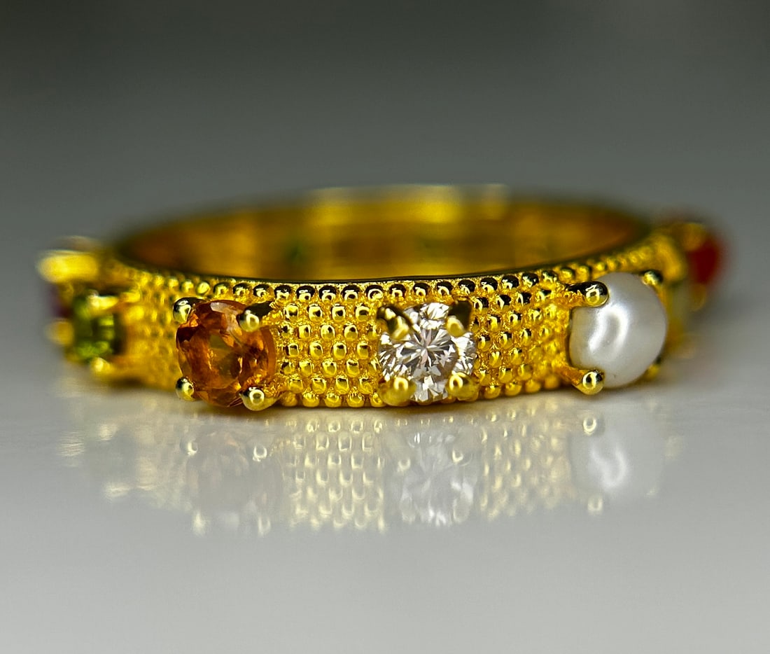 Beautiful Natural Multi Gemstone Rosary & 18k Gold - 6