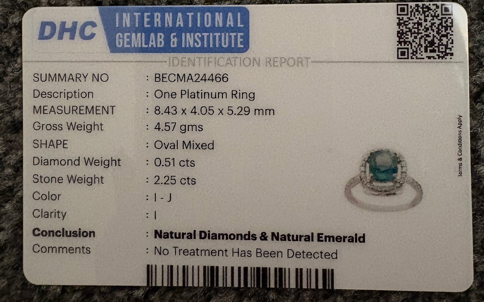 Beautiful 2.25 CT Natural Emerald Ring With Natural Diamonds & Platinum 950 - 10