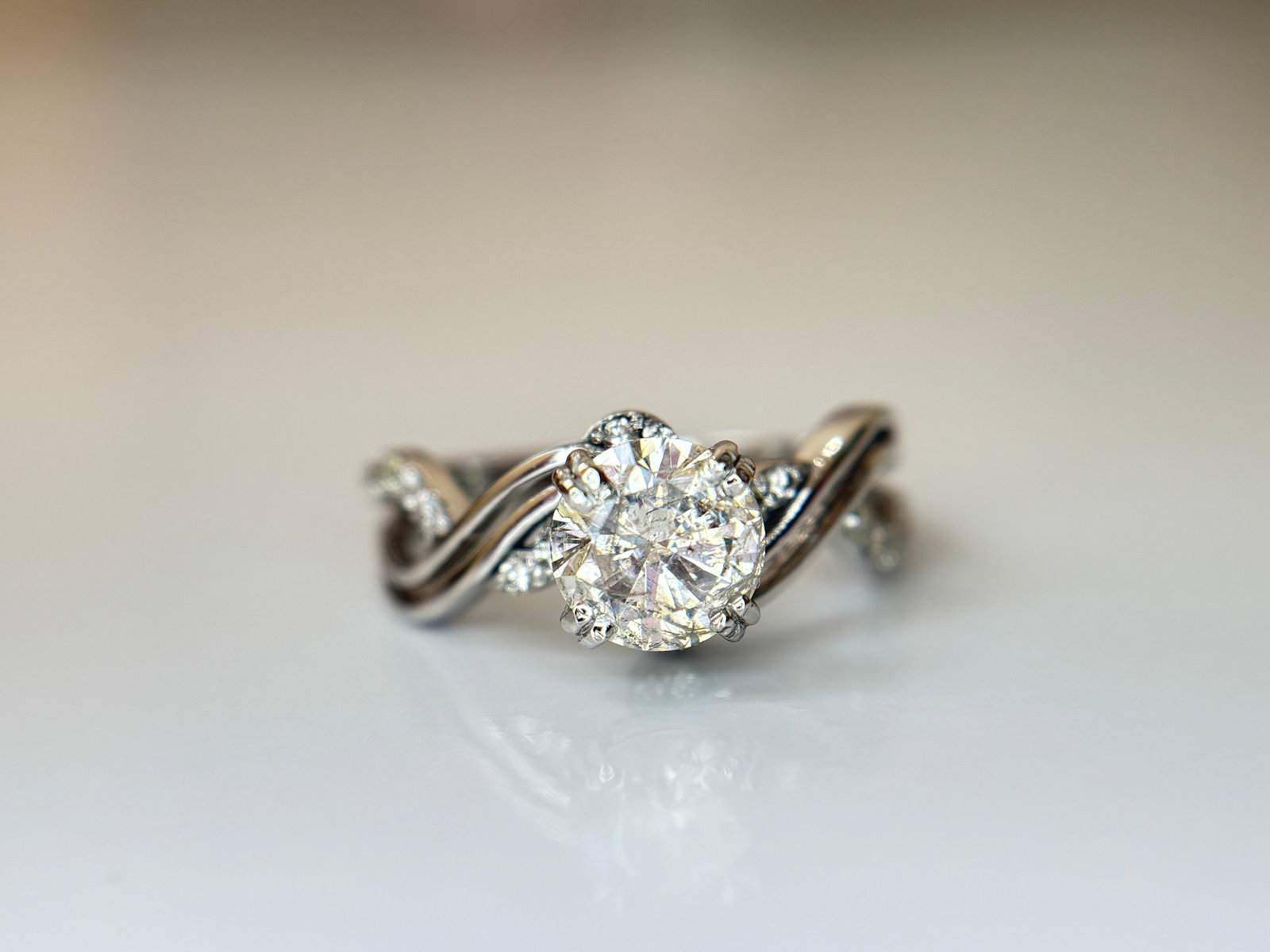 Beautiful 1.36ct Natural Diamond Ring With 18k White Gold - 8