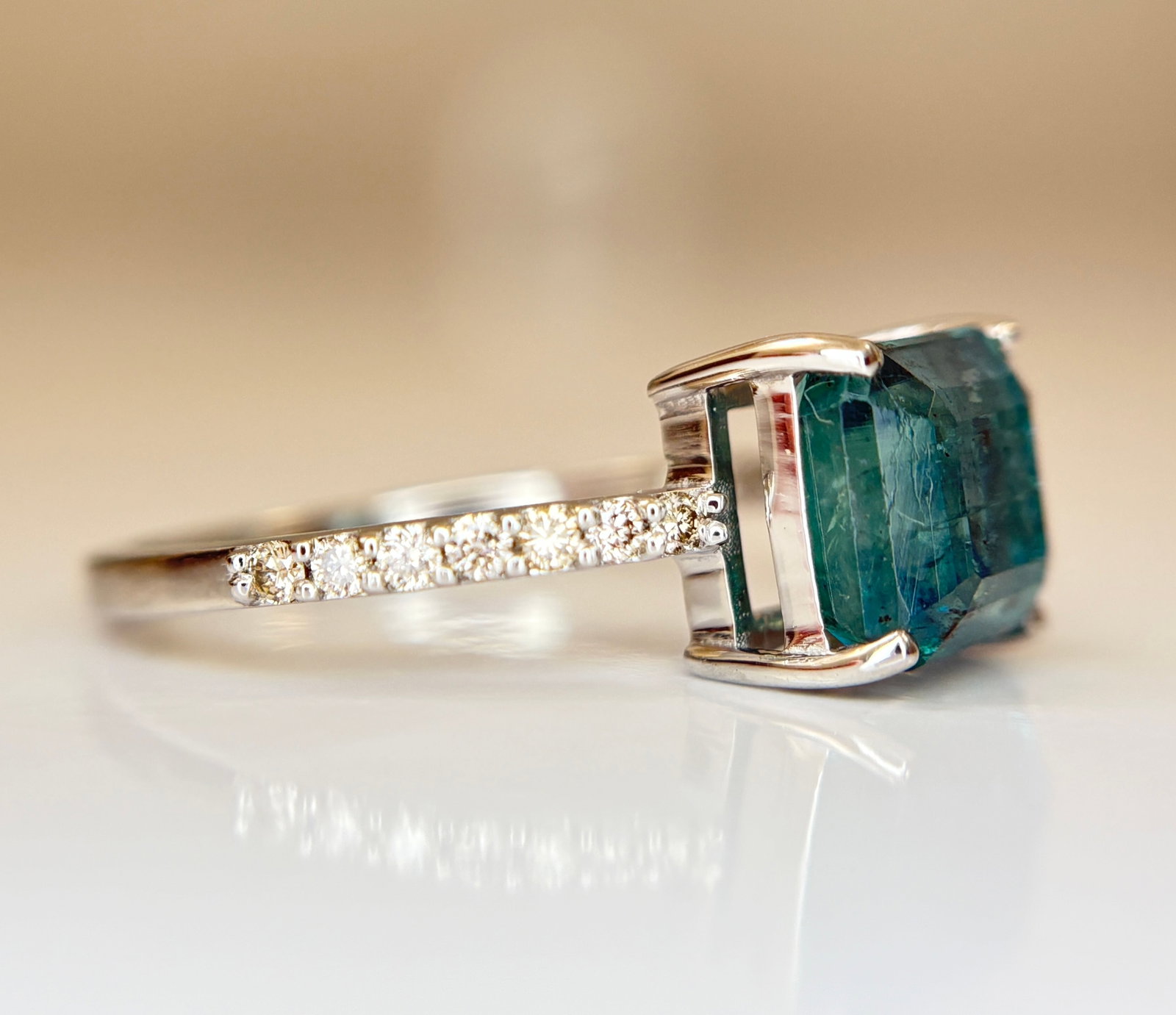Beautiful 2.50 CT Natural Emerald Ring With Natural Diamonds & Platinum 950 - 6