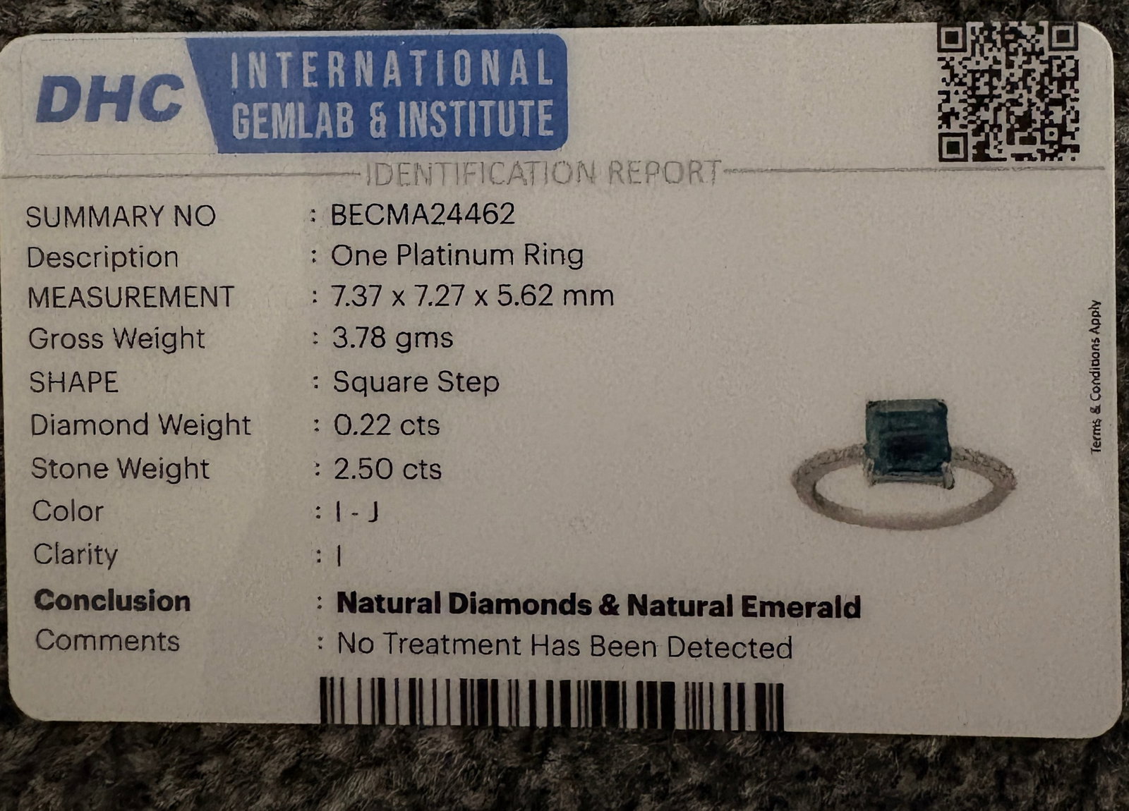 Beautiful 2.50 CT Natural Emerald Ring With Natural Diamonds & Platinum 950 - 9