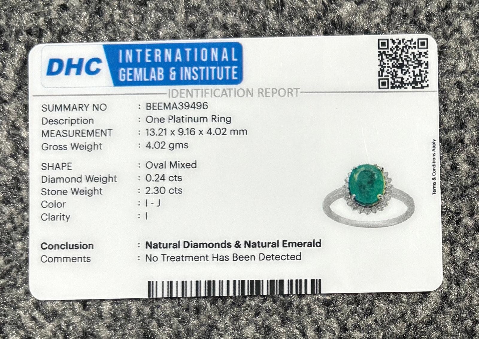 Beautiful 2.30 CT Natural Emerald Ring With Natural Diamonds & Platinum 950 - 11
