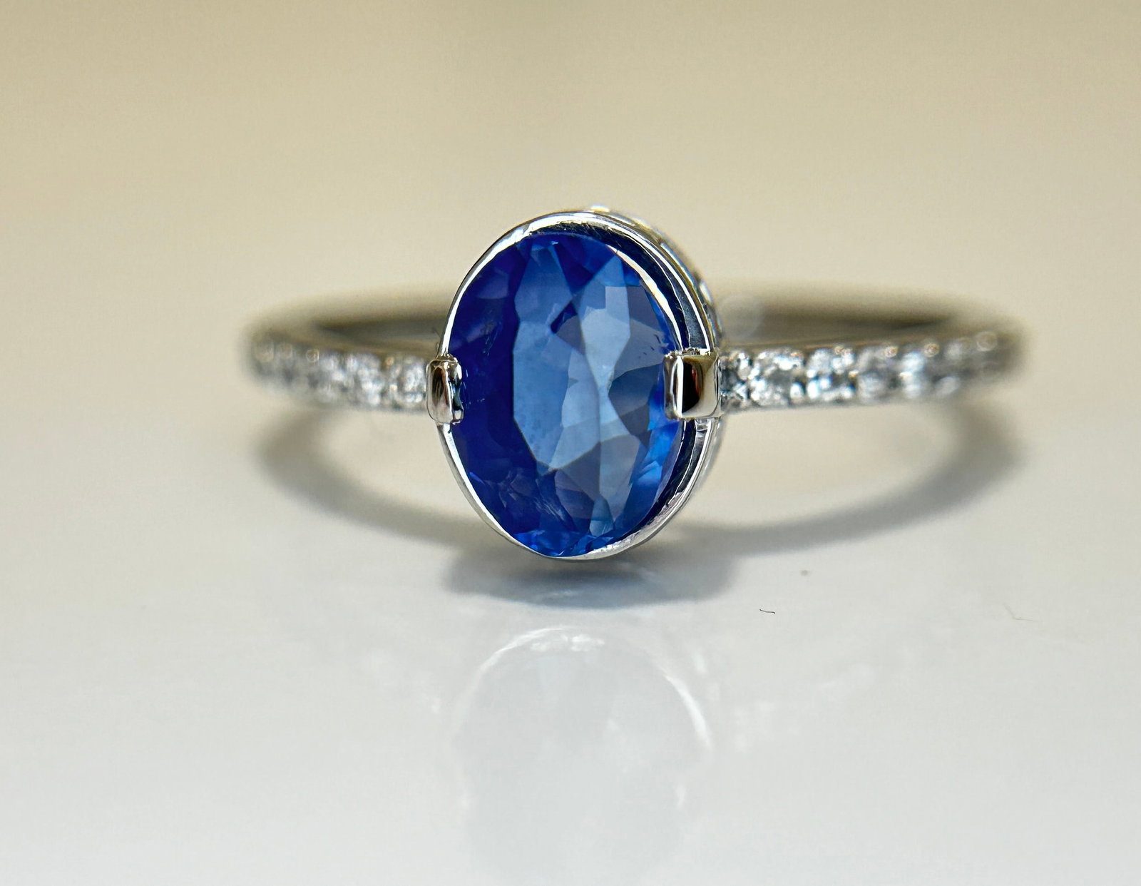 Beautiful 1.77CT Unheated Burma Blue Sapphire Diamonds & Platinum - 5