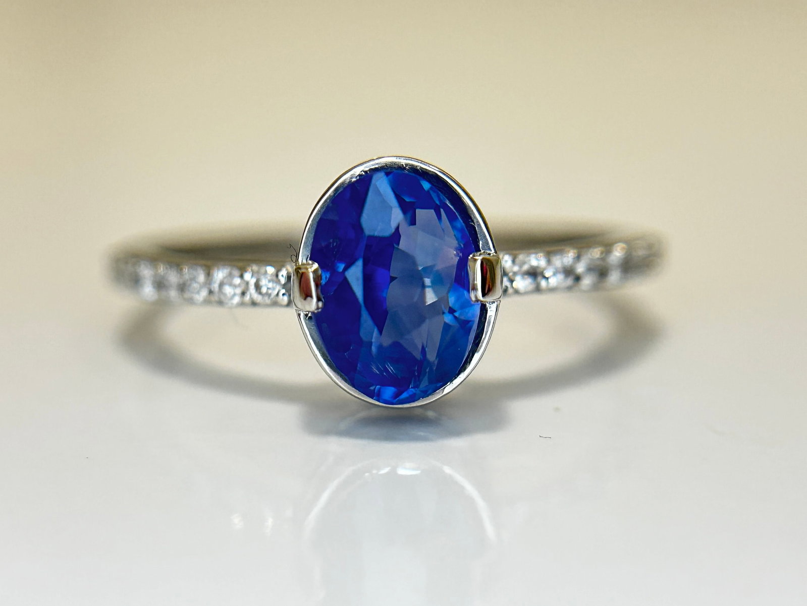 Beautiful 1.77CT Unheated Burma Blue Sapphire Diamonds & Platinum - 6