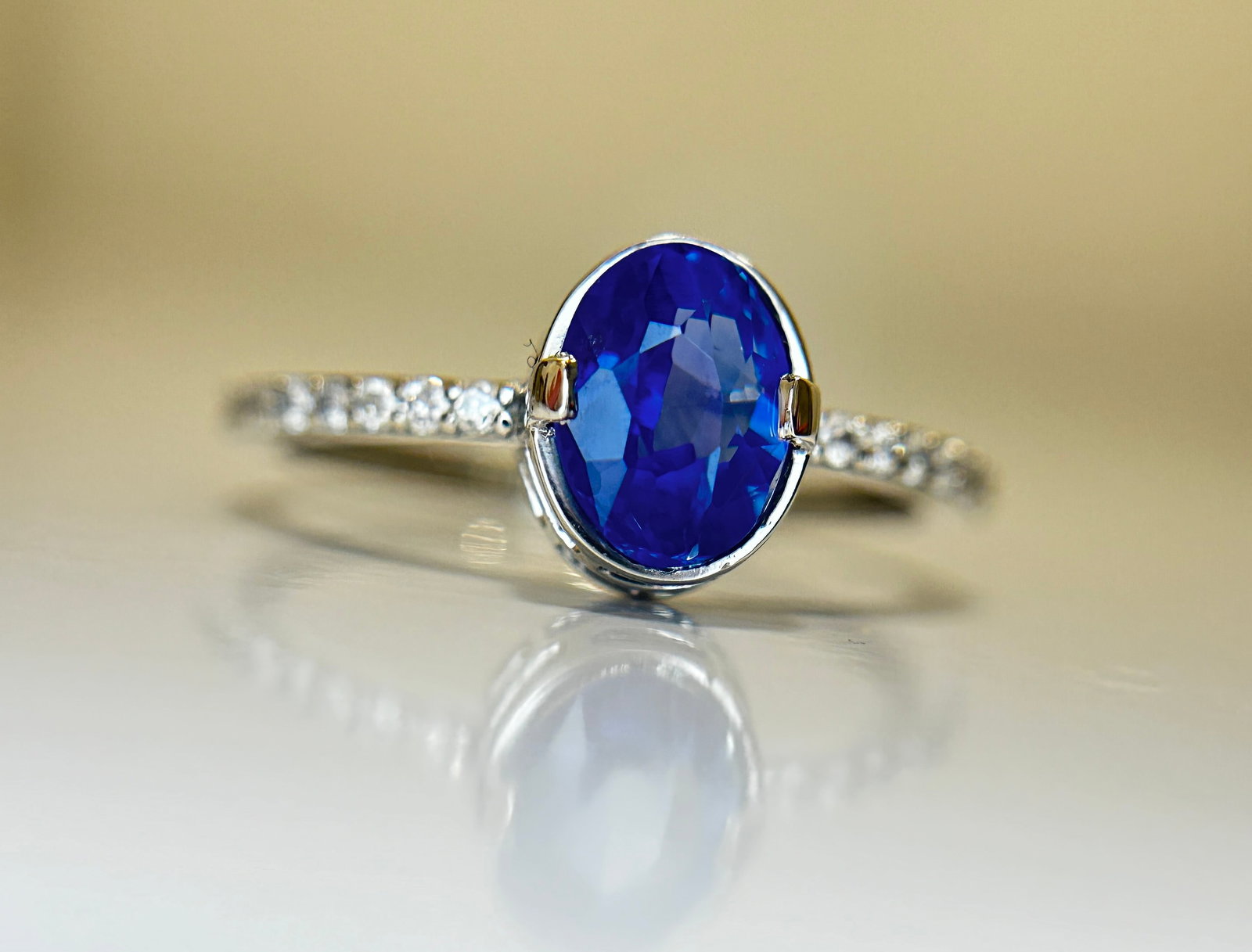 Beautiful 1.77CT Unheated Burma Blue Sapphire Diamonds & Platinum - 7