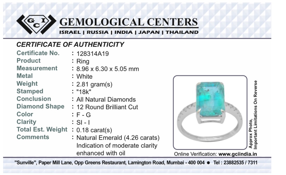 Beautiful Natural Emerald 4.26 CT With Natural Diamonds & 18k Gold - 11