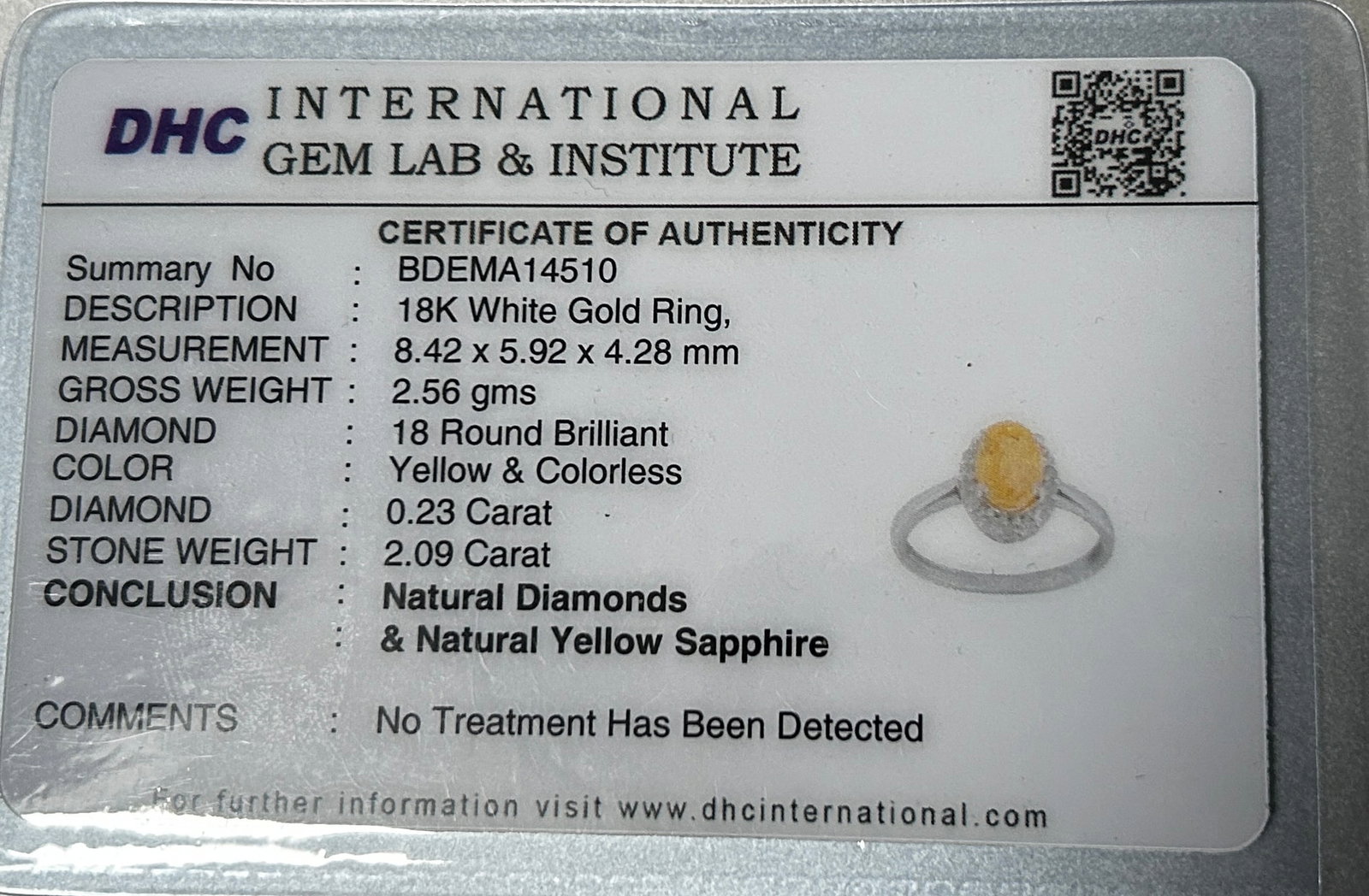 Beautiful 2.09 CT Unheated Yellow Sapphire With Natural Diamonds & 18k Gold - 9
