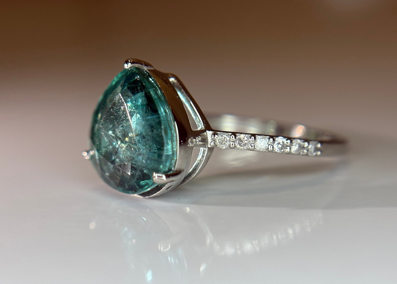 Beautiful 3.17 CT Natural Emerald Ring With Natural Diamonds & Platinum 950 - 5