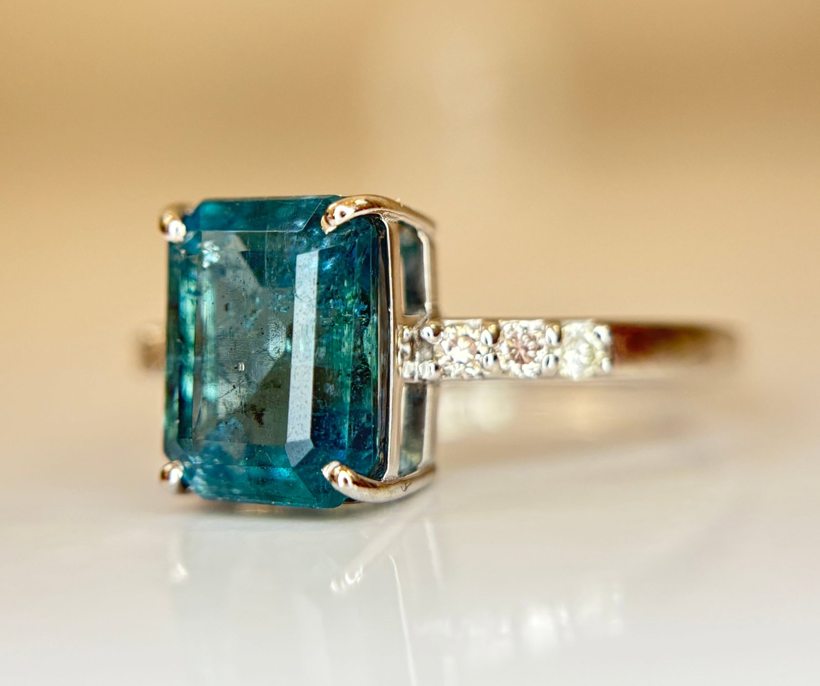 Beautiful 3.50 CT Natural Emerald Ring With Natural Diamonds & Platinum 950 - 4