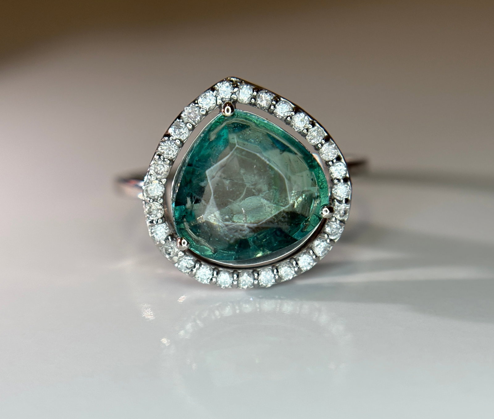 Beautiful 3.21 CT Natural Emerald Ring With Natural Diamonds & Platinum 950 - 11