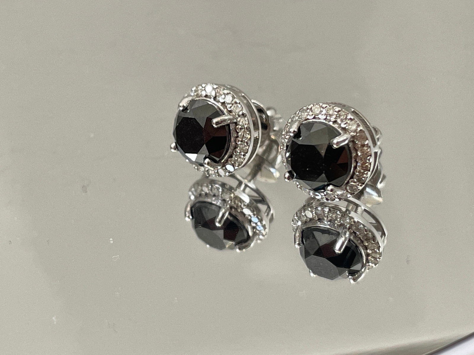Beautiful Natural 3.84 CT Black Diamond Earrings Natural Diamonds & 18k Gold - 5