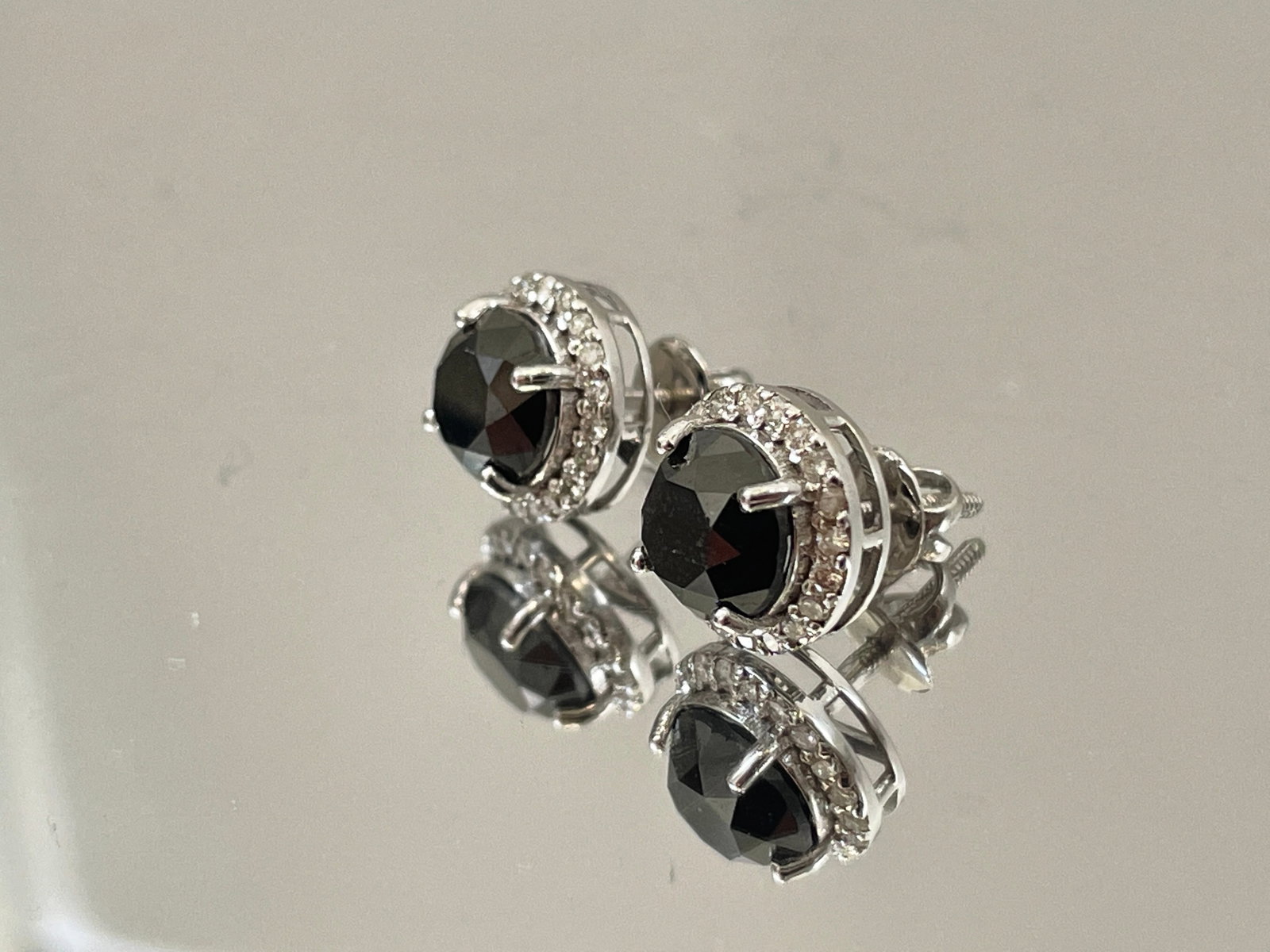 Beautiful Natural 3.84 CT Black Diamond Earrings Natural Diamonds & 18k Gold - 7