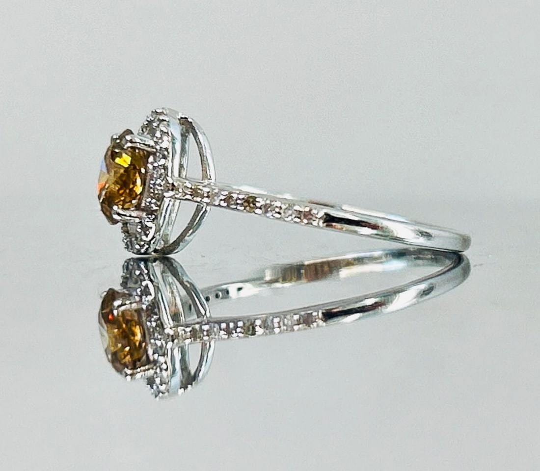 Beautiful Natural 1.05 CT Natural Solitaire Champagne Diamond Ring With 18k Gold - 4