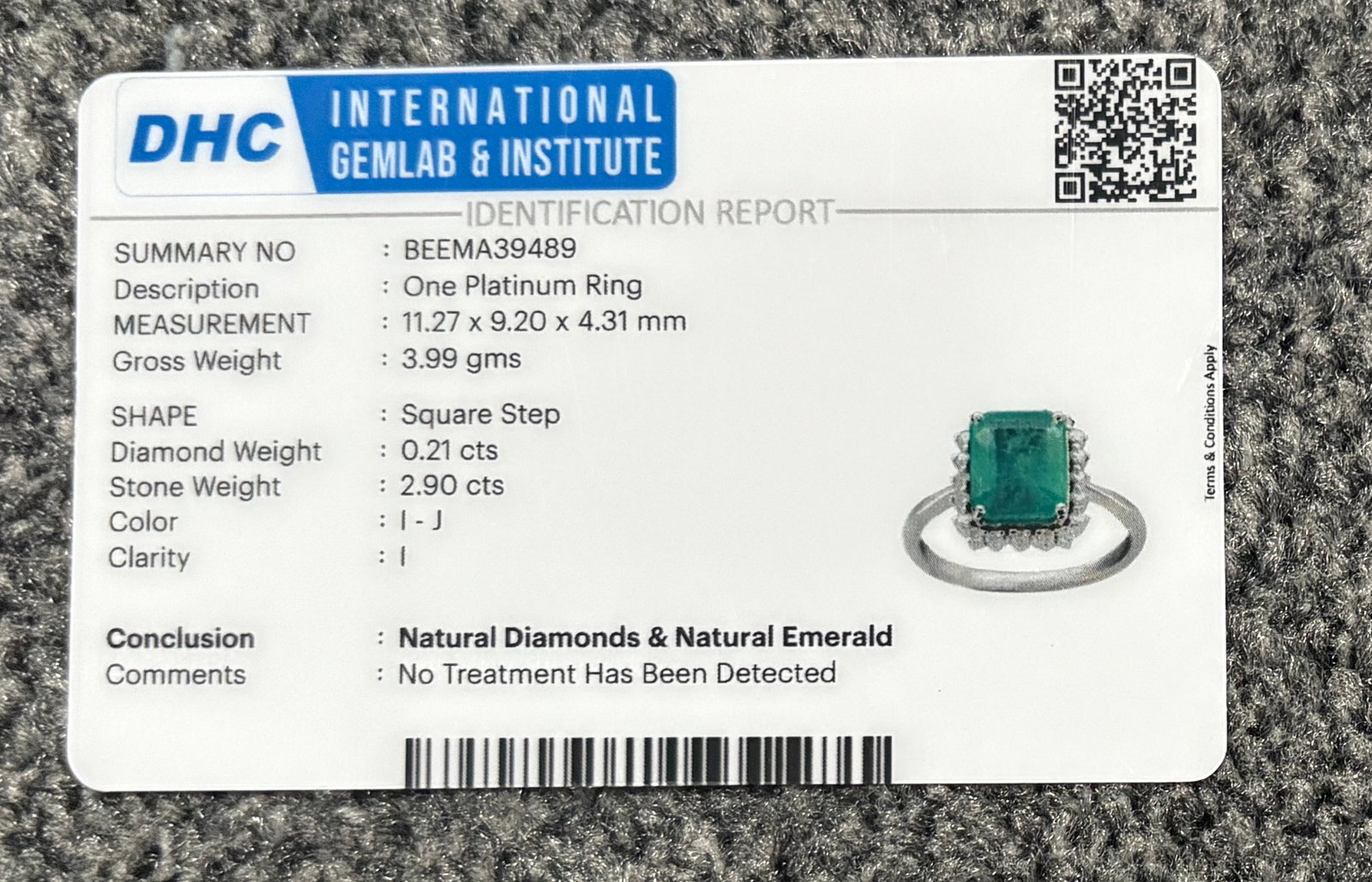 Beautiful 2.90 CT Natural Emerald Ring With Natural Diamonds & Platinum 950 - 11
