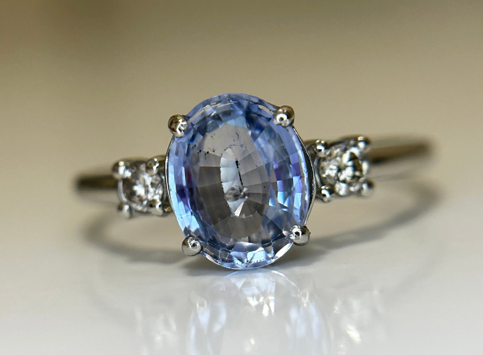 Beautiful 1.75 Ct Unheated Ceylon Cornflour Blue Sapphire Diamonds & 950 Platinum - 10